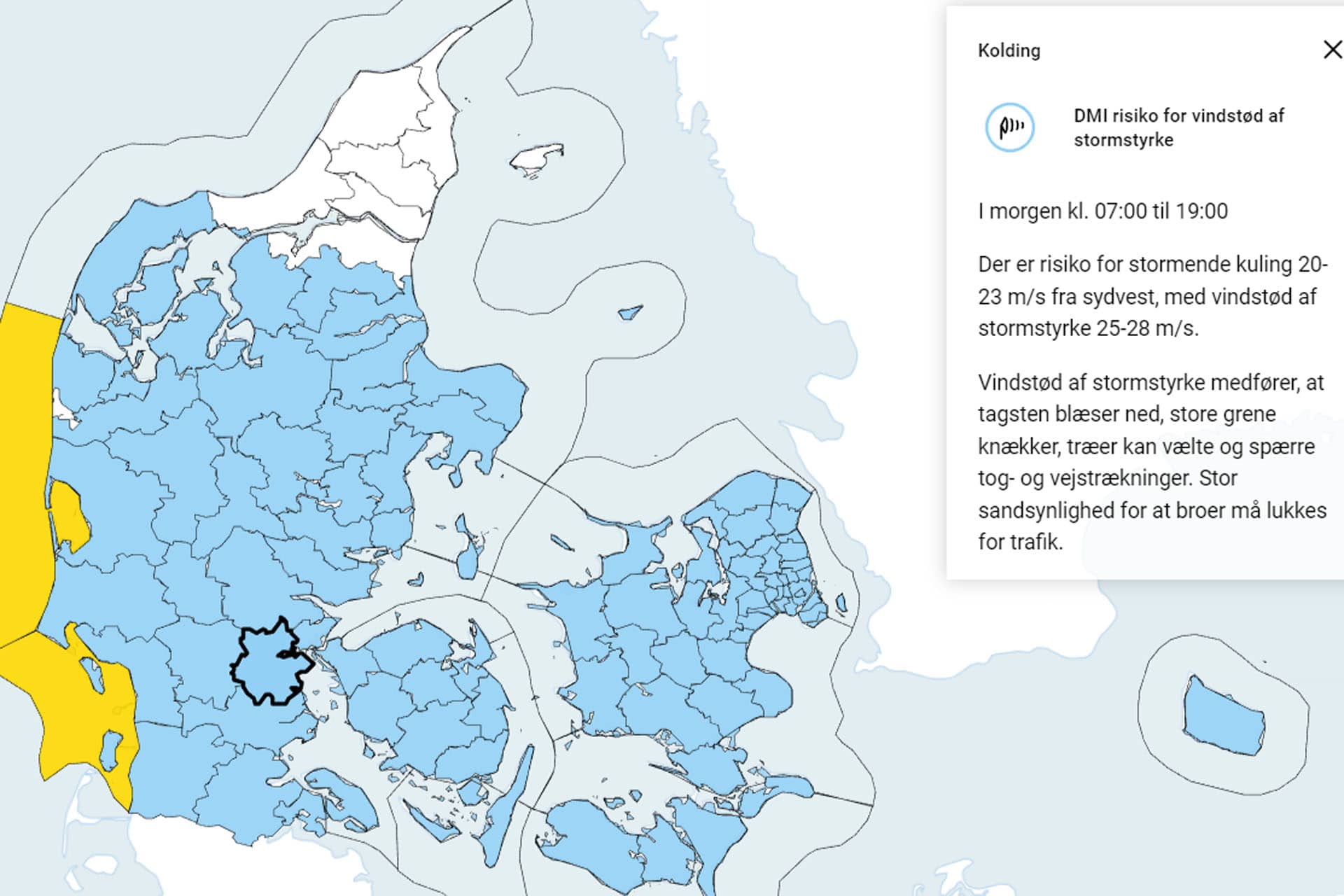 DMI advarer: Dette kan ske søndag - Kolding Netavis