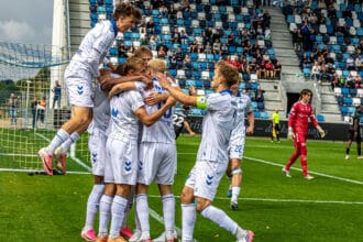 Kolding IF jubler efter 2-1 sejr over AB i Betinia Ligaen på Autocentralen Park