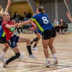 Team Kolding kvinder jubler efter sejr 33-13 over CHK Aarhus i AL Sydbank Arena i 2. division
