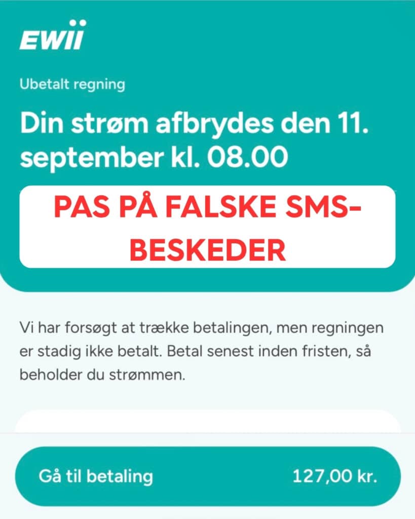 Falsk sms i EWIIs navn med trussel om strømafbrydelse