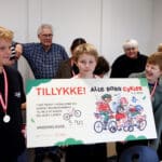 Elever fra 5. FU1 på Marielundskolen i Kolding jubler efter at have vundet cykler i Alle Børn Cykler