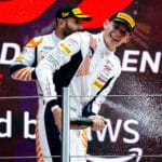 Bastian Buus fra Kolding jubler efter at have vundet GT World Challenge Europe Sprint Cup i Barcelona med Lionspeed GP