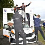20-årige Jacob Pallesen fra Egtved og Kasper Pinholt fra Aarhus vinder DM i rally klasse RC5 ved Rally Stoholm i Renault Clio Rally5