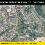 Skolebakken i Nr. Bjert ensrettes fra 20. oktober mens der anlægges ny cykelsti og sikker skolevej til april 2027